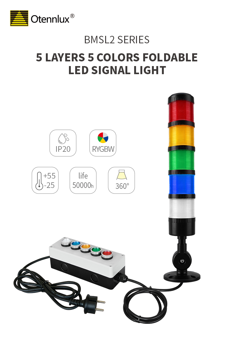 4 colors signal tower light with button